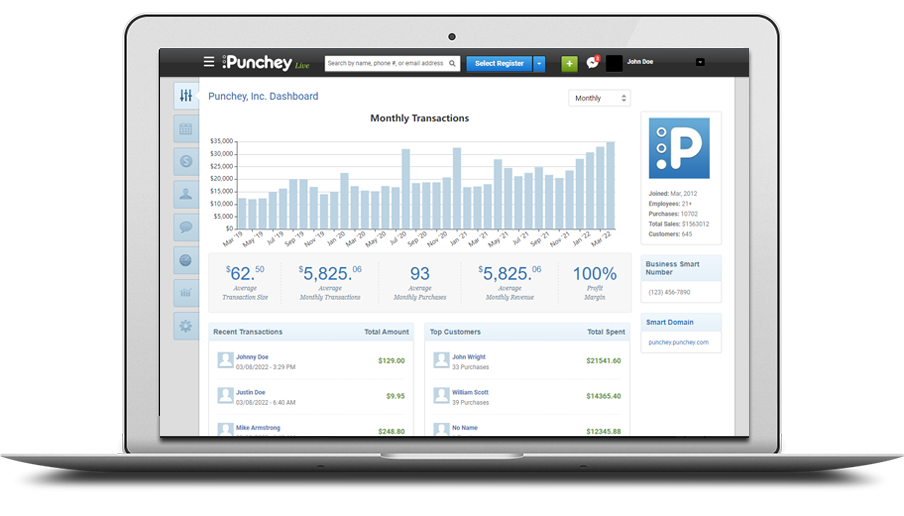Punchey paypad and Mobile app on an iPad